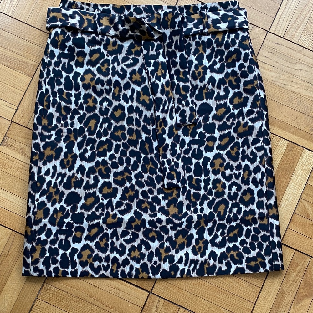 J. Crew Black and Brown Animal Print Midi Skirt size 12